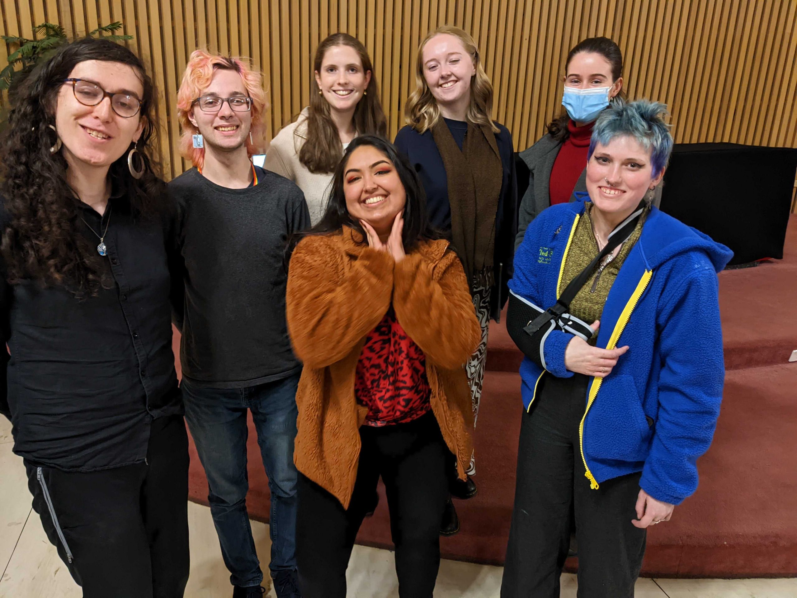 A picture of all of our new committee standing together near the front of the Religious Centre and smiling for the camera